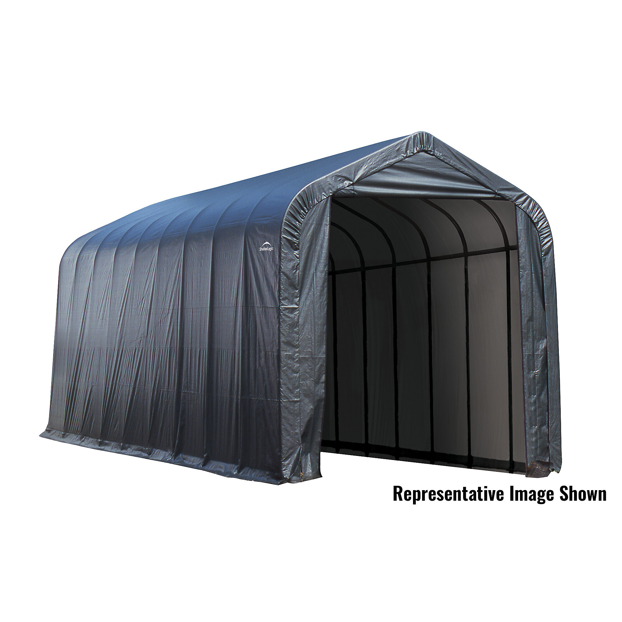ShelterLogic ShelterCoat Garage - 16ft. x 40ft., Powder-Coated Steel Frame, UV-Treated Polyethylene Fabric, Gray, Model# 95843